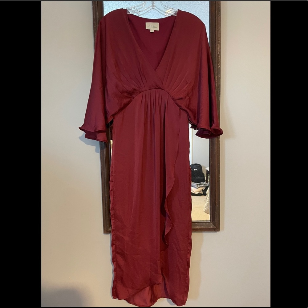 burgundy flowing gown